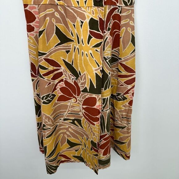 Sezane Women’s Mathilda Linen Blend Wrap Midi Dress Multicolor Tropical Floral - Picture 9 of 11